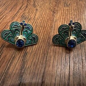 Kate Spade Peacock Motif Earrings with Blue and Green Details